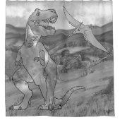 Rideaux De Douche T Rex Dinosaures noir et blanc (Devant)