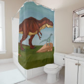 Rideaux De Douche T-Rex et Velociraptor (En situation)