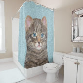 Rideaux De Douche Tabby Gris Peinture Chat - Cute Original Art Chat (En situation)
