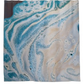 Rideaux De Douche Tableau abstrait bleu et blanc (Devant)