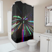 Rideaux De Douche Tableau abstrait rouge, vert et bleu (En situation)