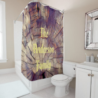 Rideaux De Douche Tableau d'automne d'un citrouille, tronc de bois r