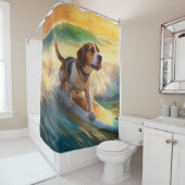 Rideaux De Douche Tableau de surf de plage beagle (En situation)