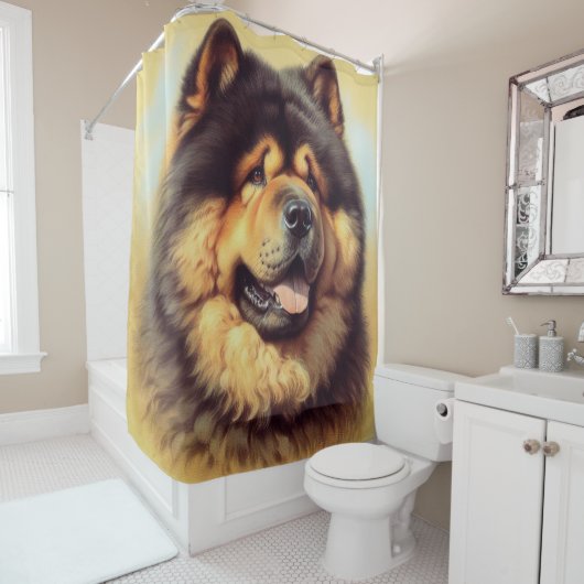 Rideaux De Douche Tableau vintage Chow-Chow (En situation)