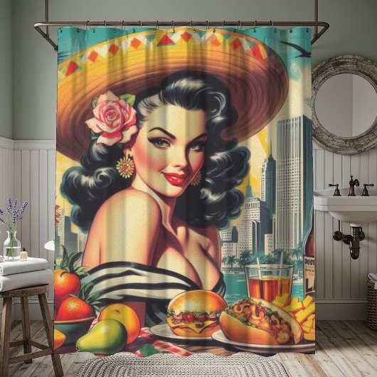 Rideaux De Douche Tableau vintage Latina