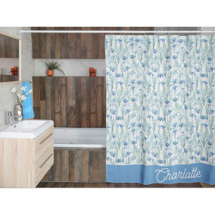 Rideaux De Douche Tabliers personnalisés avec fleurs sauvages aquare