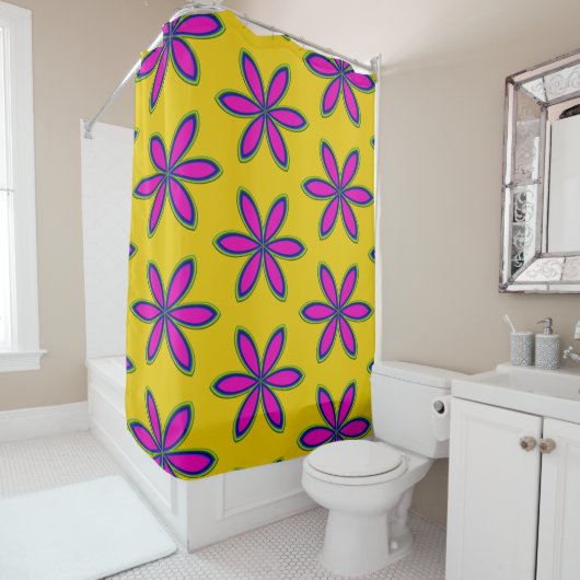 Rideaux De Douche Tache de fleurs violettes (En situation)