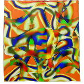 Rideaux De Douche Taches de couleur sur bandes beiges verdâtres cour (Devant)