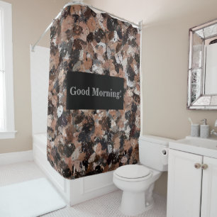 Rideaux De Douche Taches de peinture noires, marron et grises
