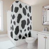 Rideaux De Douche Taches de vache noire et blanche texture motif fau (En situation)