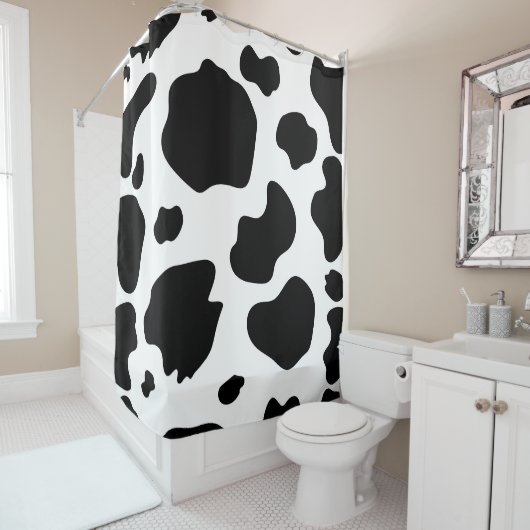 Rideaux De Douche Taches de vache rustiques noir et blanc ferme rust (En situation)