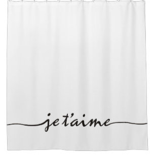 Rideaux De Douche t'aime de je - je t'aime en français - noir