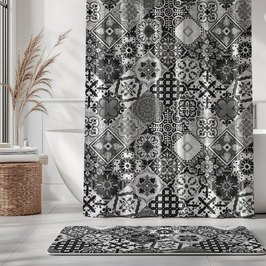 Rideaux De Douche Talavera Tles Black White Grey