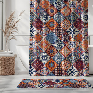 Rideaux De Douche Talavera Tles Ciel Orange Bleu Marine Rouge Bourgo