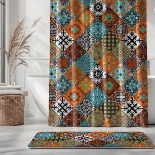 Rideaux De Douche Talavera Tles Turquoise Bleu Vert Orange Noir Blan