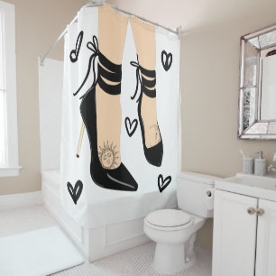 Rideaux De Douche Talons Hauts Noir Sangle Lune Soleil Féminin Chic