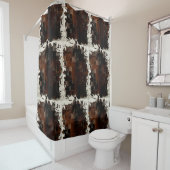 Rideaux De Douche Tan Cowhide Patchwork Imprimer (En situation)