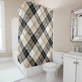 Rideaux De Douche Tan et plaid noir (En situation)