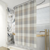 Rideaux De Douche Tan Grey Ivory Neutre Rustique Plaid