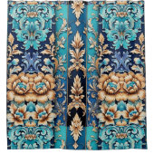 Rideaux De Douche Tan Turquoise Floral Damask Carrelage Occidental (Devant)