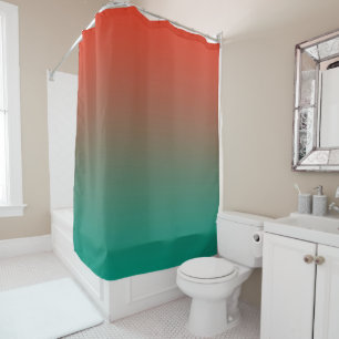 Rideaux De Douche Tangerine à Turquoise Horizon Ombre