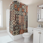 Rideaux De Douche Tapa hawaïen : Patchwork tribal (En situation)