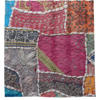 Rideaux De Douche Tapis en Patchwork coloré Détails du closeup