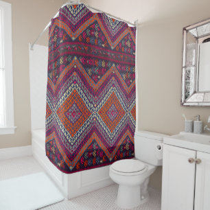 Rideaux De Douche Tapis Kilim Turc Vintage Orange Magenta Coloré