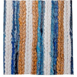 Rideaux De Douche Tapis Motley Patchwork en tissu jean, top