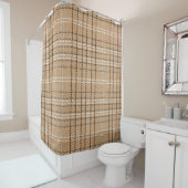 Rideaux De Douche Tartan Beige : Tissu Plaid Classique. (En situation)