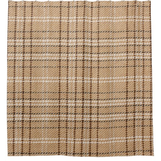 Rideaux De Douche Tartan Beige : Tissu Plaid Classique. (Devant)