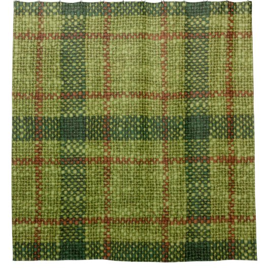 Rideaux De Douche Tartan de Noël rouge et vert. (Devant)