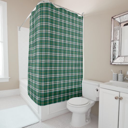 Rideaux De Douche Tartan du Cap-Breton Motif vert et blanc (En situation)