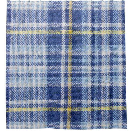 Rideaux De Douche Tartan jaune bleu : Plaid tendance (Devant)