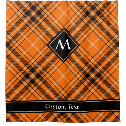 Rideaux De Douche Tartan orange d'Halloween (Devant)