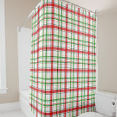Rideaux De Douche Tartan plat de Noël - Blanc
