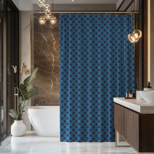 Rideaux De Douche Tartan Shower Curtain Navy Blue Gift for Him