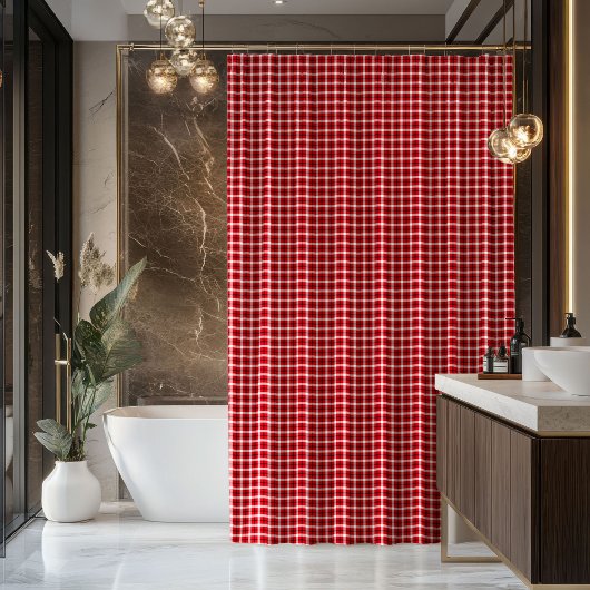 Rideaux De Douche Tartan Shower Curtain Red Black Housewarming Gift