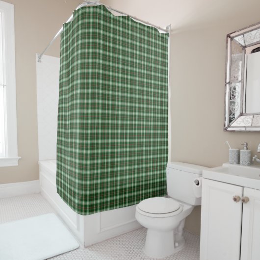 Rideaux De Douche Tartan vert blanc écossais Tartan Plaid Douche Rid (En situation)