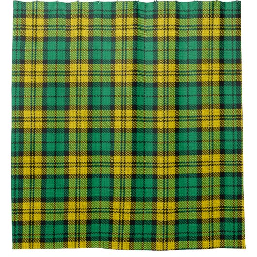 Rideaux De Douche Tartan vert Jaune Plaid Design Motif (Devant)
