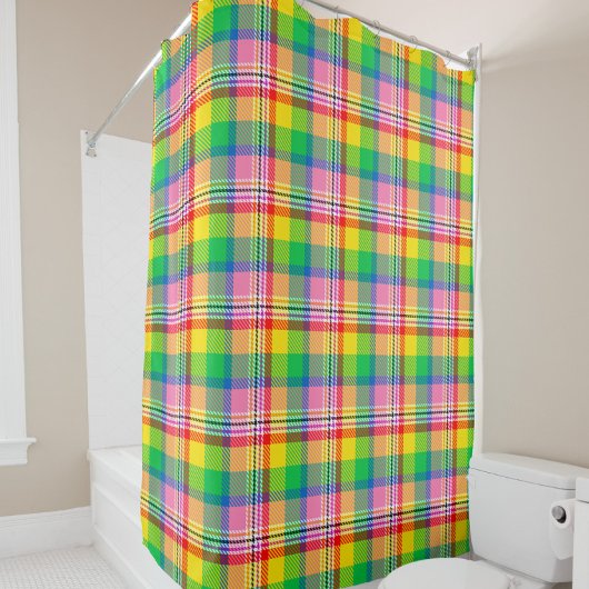 Rideaux De Douche Tartan vert rose