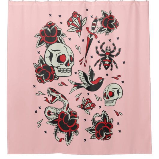 Rideaux De Douche Tatouage de la vieille école (Devant)