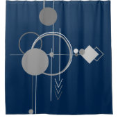 Rideaux De Douche Tattoos Line Art | Marine Abstraite bleu gris fonc (Devant)