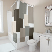 Rideaux De Douche Taupe, Brown, Grey et Rectangles ivoire (En situation)