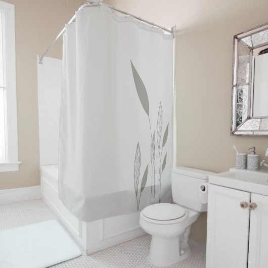 Rideaux De Douche Taupe moderne et grands Feuilles (En situation)