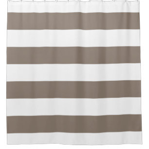Rideaux De Douche Taupe neutre et blanc barrés