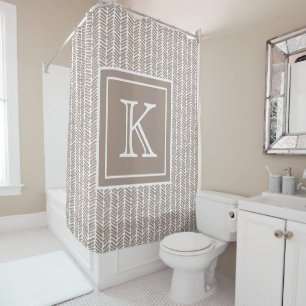 Rideaux De Douche Taupe personnalisé Beige Brown Zigzag Art Grandes