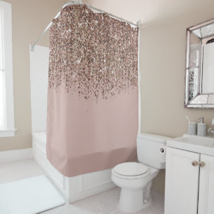 Rideaux De Douche Taupe Rouge à Joues Rose Or Bronze Paillettes Glam