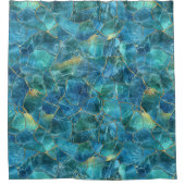 Rideaux De Douche Teal Blue Marble Texture with Gold Veins (Devant)