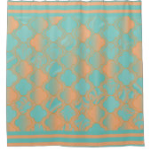 Rideaux De Douche Teal et motifs de Quatrefoil de pêche (Devant)